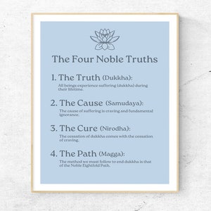The Four Noble Truths Print - a digital downloadable poster - light blue