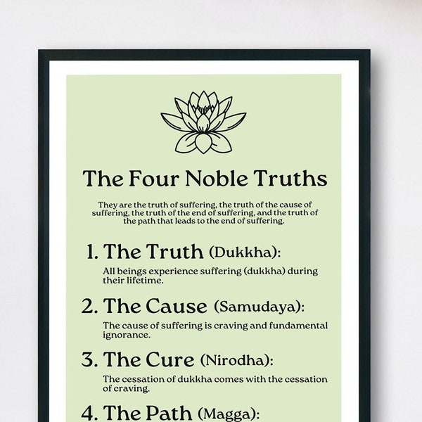 The Four Noble Truths Print - a digital downloadable poster - light green