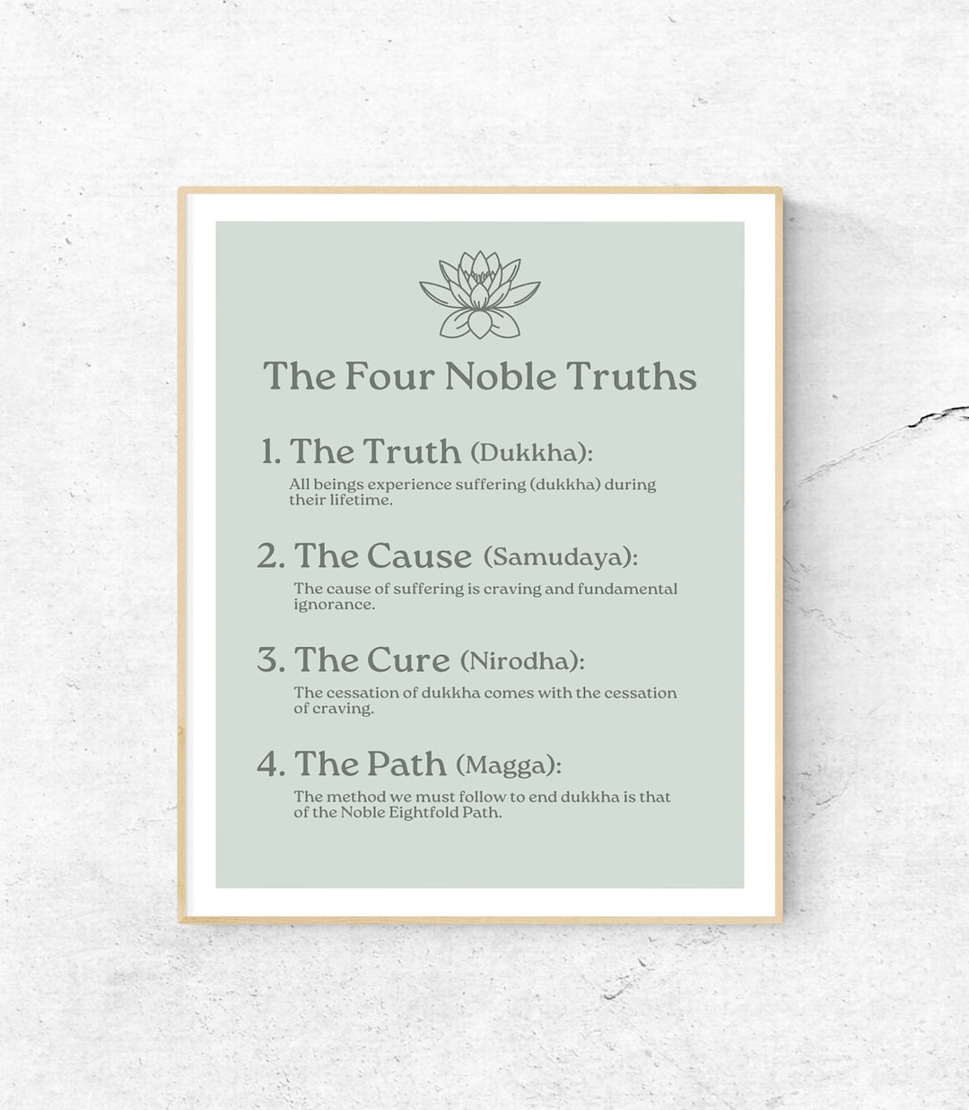 The Four Noble Truths Print - a Digital Downloadable Poster - Light ...