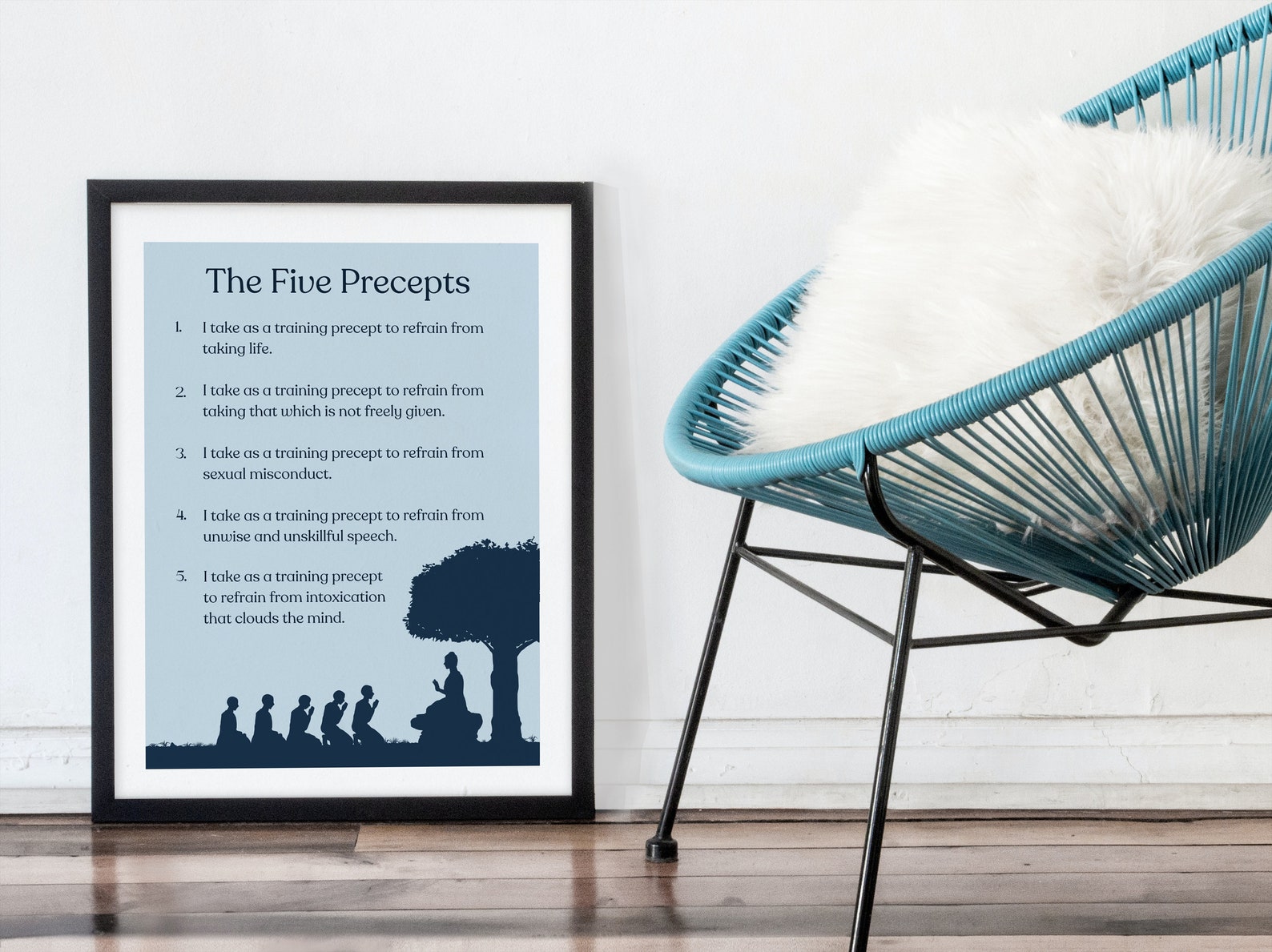 5 Precept Logo The Five Precepts Print- a Digital Downloadable Print - Light Blue - Etsy