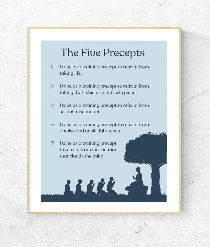 The Five Precepts Print A Digital Downloadable Print Light Blue Etsy The Five Precepts Print A Digital Downloadable Print Light Blue Etsy