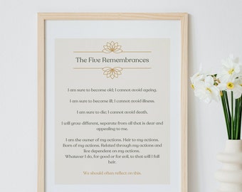 The Five Remembrances - digitale downloadbare print - beige