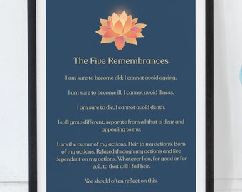 The Five Remembrances - digitale downloadbare print - donkerblauw