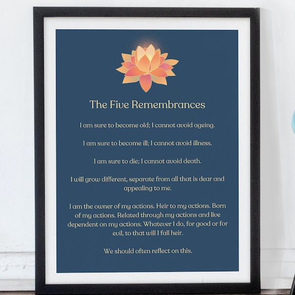 The Five Remembrances - digital downloadable print - dark blue