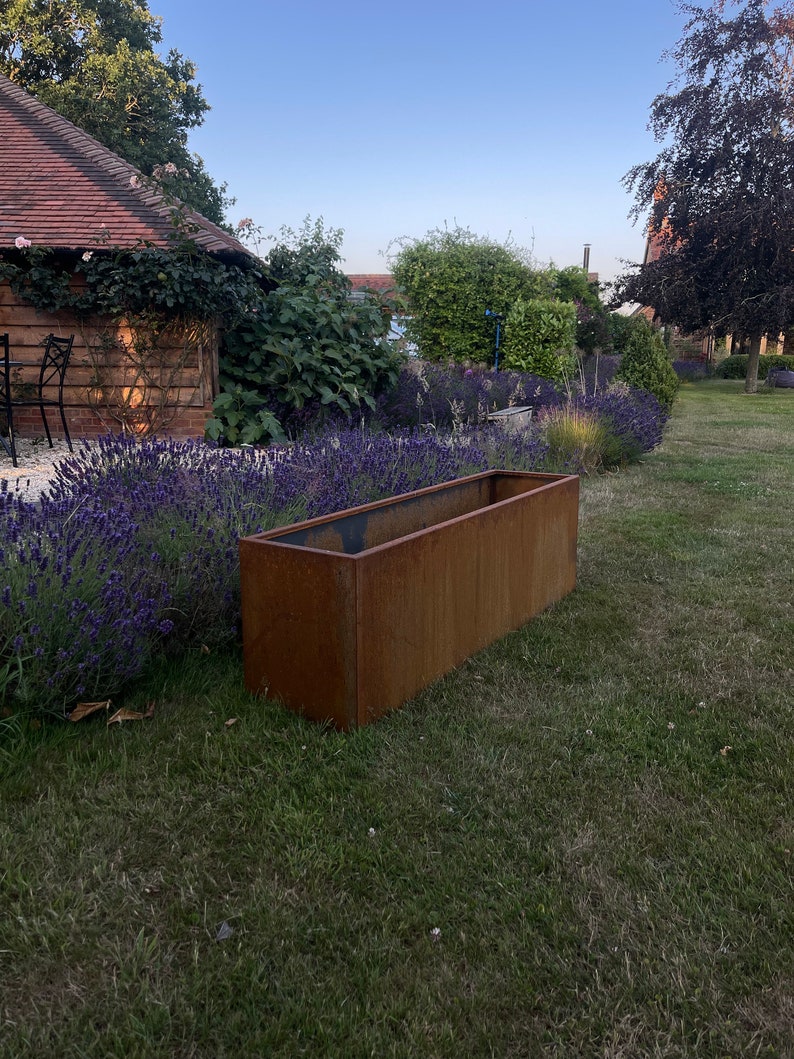 Fresh Look at Corten Steel Trough Planter Welded Design Rusty Metal