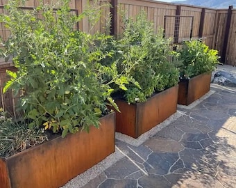 Corten Steel Trough Planter | Welded Design | Rusty Metal Garden Planter