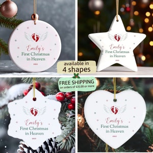 Personalized Baby's First Christmas in Heaven Ornament, Personalized Memorial Gift, Memorial Ceramic Ornament, First Christmas in Heaven
