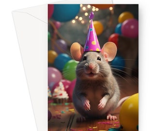 Mouse Birthday Greeting Card - Blank Inside