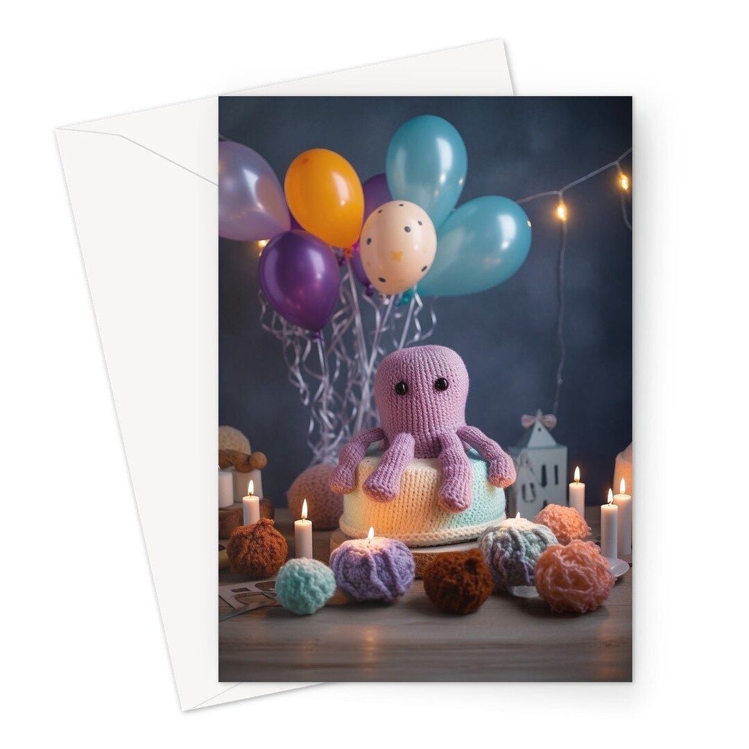 Octopus Birthday Card A Super Cute Blank Happy Greeting Card Octopus ...
