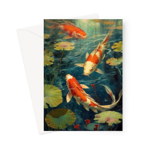 Koi Pond Card - Great Father's Day, Birthday or General Greeting Card - 5"x7" or A5 - Blank Inside