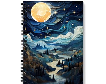 Magic Moon Notebook - Magical Christmas Spiral Notebook with moon and stars - Perfect Christmas Present, Stocking Filler or Birthday Gift