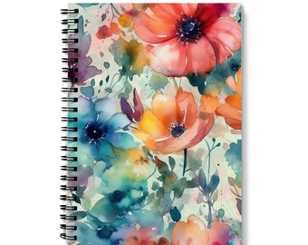 Field of Flowers Notebook - A4/A5 Spiral Bound - Lined Paper - Perfect Christmas Present, Stocking Filler or Birthday Gift | Floralful