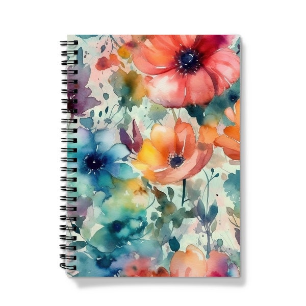 Field of Flowers Notebook - A4/A5 Spiral Bound - Lined Paper - Perfect Christmas Present, Stocking Filler or Birthday Gift | Floralful