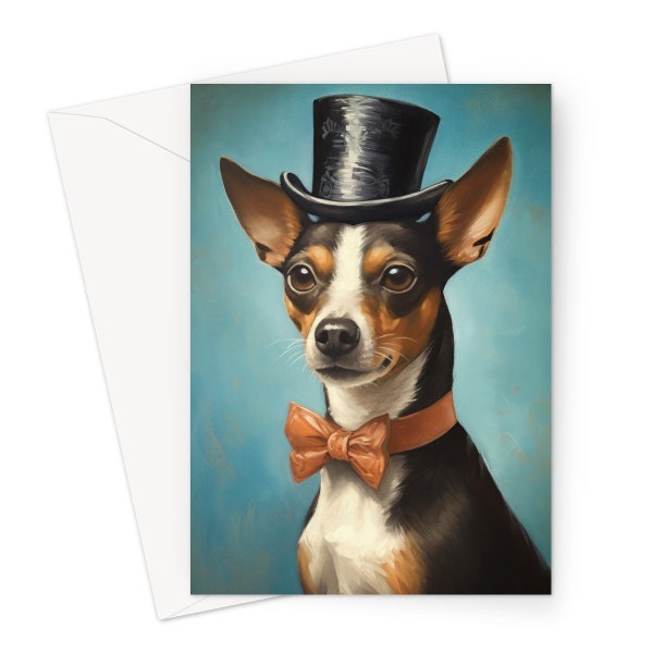 Dapper Dog Greeting Card - Fun Dogful Art Card with a dog wearing a top hat and bow tie - Petful - High Quality Print & Free Delivery!