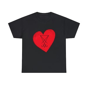 Lucifer Red Heart Sigil T-shirt T-shirt occulte Chemise démon Cadeau démon