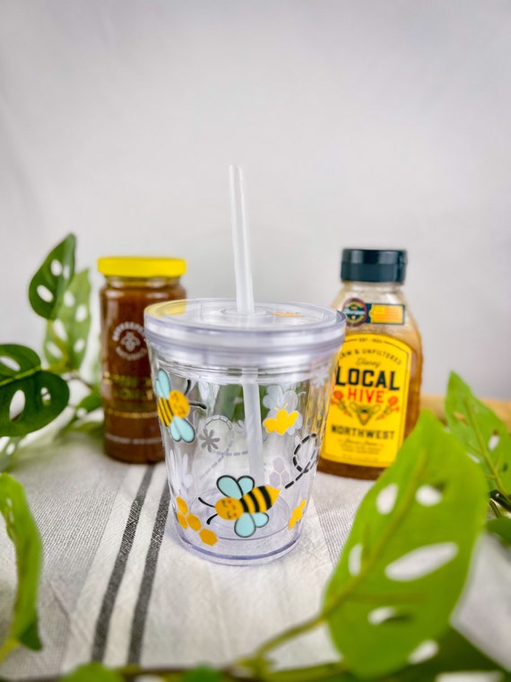 Honey Bee Clear Kids Cup, Gift for Kid, Plastic Tumbler, Reusable Cold Cup,  Spill Proof Kids Cup, Kids Tumbler, Kids Sip Cup 