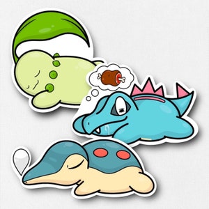 Johto “Sleepy” Starter Sickers