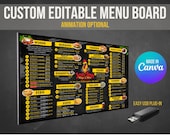 Restaurant TV Menu Board: Editable Canva Template (Digital Download)