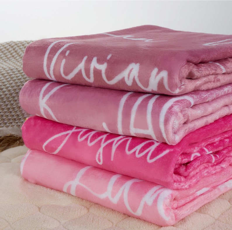 Personalized Kids Name Blanket, Multi Color Baby Blanket, Toddler Blanket, Baby Shower Gift, Custom Name Nursery Blanket, Newborn Bedding image 2
