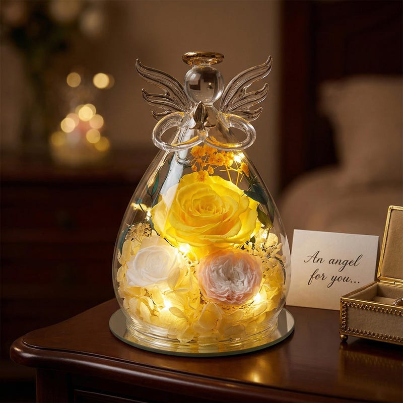 Glass Angel With Red Rose - Etsy