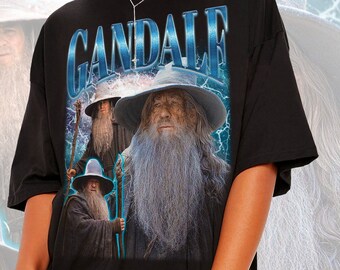 Camiseta LOTR GANDALF, Camisa meme divertida Gandalf, Personaje Serie de películas Actriz Camiseta Bootleg Vintage Retro 90s Camisa