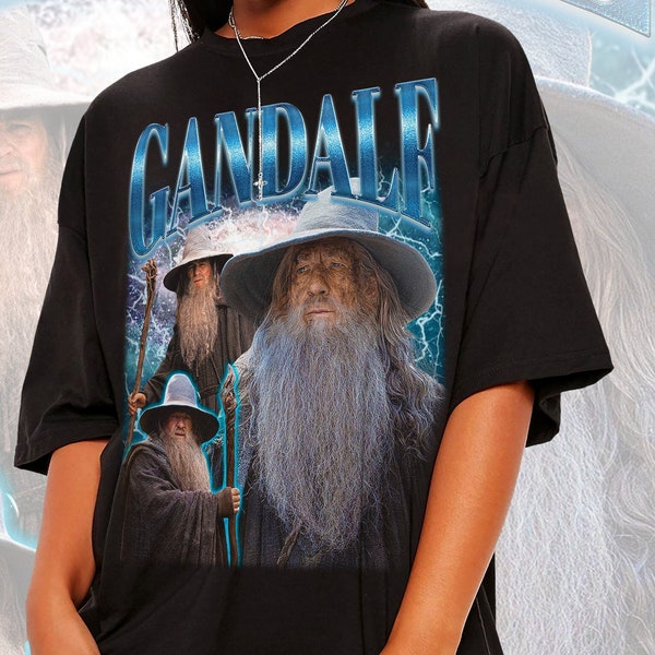 LOTR GANDALF T-Shirt, Lustiges Meme Shirt Gandalf, Charakter Filmserie Schauspielerin T-Shirt Bootleg Vintage Retro 90er Jahre Shirt