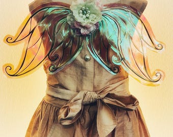 Clip on Wings for Kids Child Size Small Dog Harness Butterfly Fairy Princess Costume Flower Girl Pink Gold