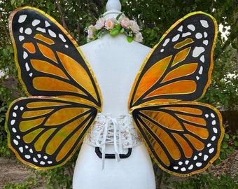 Monarch Butterfly Fairy Wings - Orange Black Large Adult Size Cosplay Festival Made to Order Costume