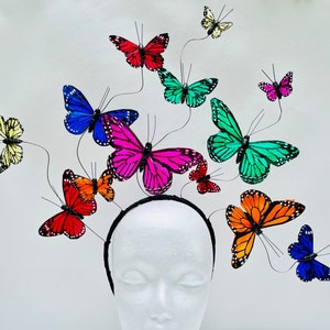 Copricapo da farfalla monarca arcobaleno, corona, copricapo da fata, angelo, principessa, fascia per capelli, Halloween, cosplay, taglia per adulti o bambini.