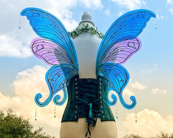 Mermaid Wings Cosplay Water Fairy Rave Butterfly Blue Pink Rave Fantasy Costume Wearable Festival