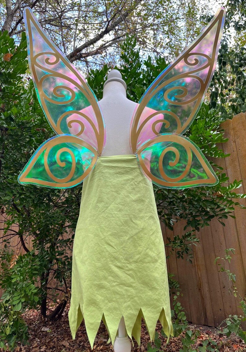 Tinkerbell Costume Wings Cosplay Fairy Tink Iridescent Adult Large Size Gold Green Pink Arrives