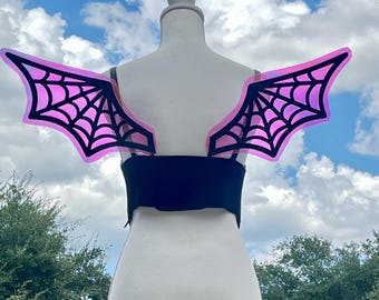 Spider Web Bat Wings for Photoshoot Adult Cosplay Teal Blue Green Iridescent Fantasy Fairy Dragon Costume Butterfly
