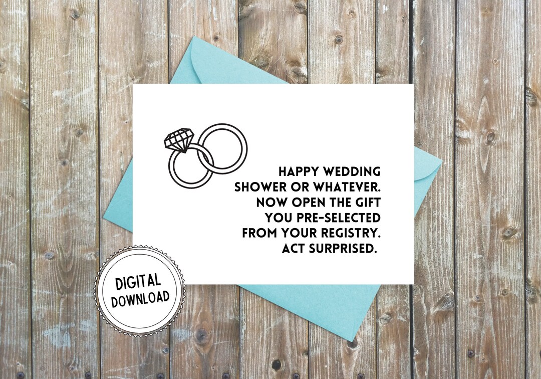 Printable Wedding Card / Funny Wedding Shower Card / Instant Etsy