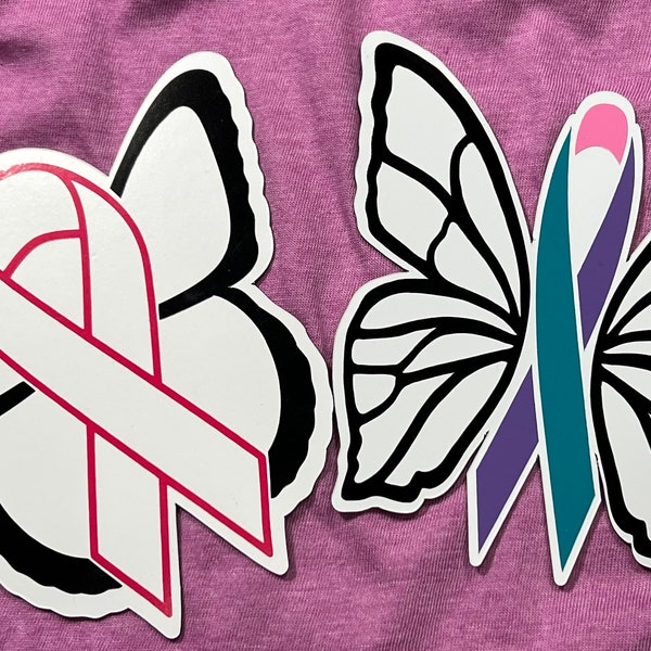 Butterfly Cancer Ribbon Magnets