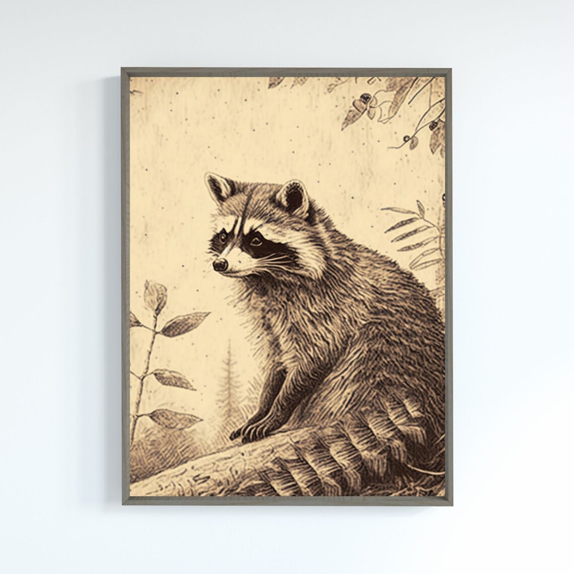 Sketched Racoon Racoon Sketch Digital Print - Etsy