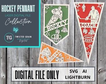 Hockey-Wimpel - Laser Cut Datei - Digital Download - Digital Cut File