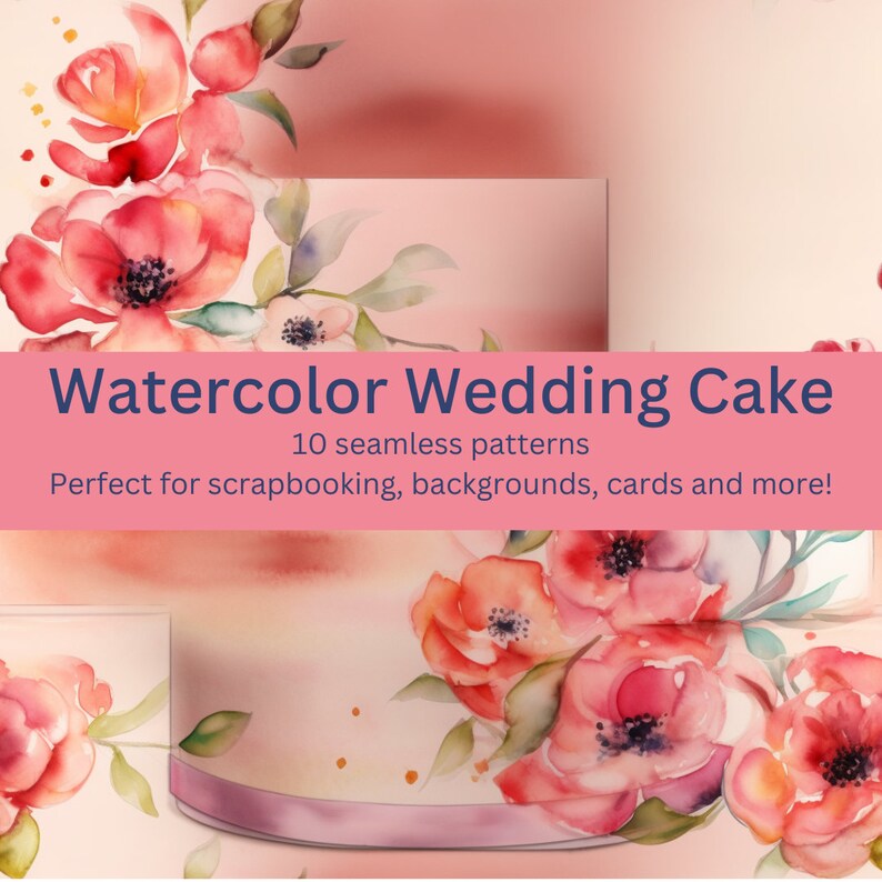 10 Elegant Watercolor Wedding Cake Seamless Digital Patterns - More ...