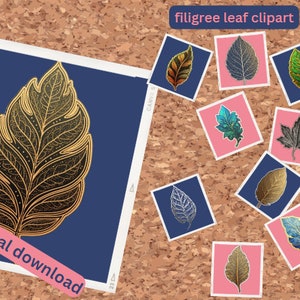 Filigree Leaf Clipart Bundle - Even More PNG & SVG Files for Scrapbooking, Stickers, Sublimation Printing, Commercial Use