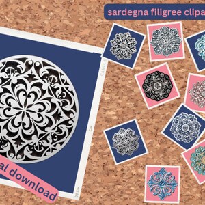 More Intricate Sardegna Filigree Clipart Bundle - 10 PNG & SVG Files for Scrapbooking, Stickers, Sublimation Printing, Commercial Use