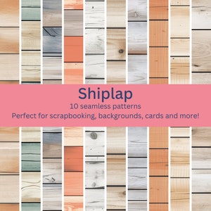 10 Digital Seamless Shiplap Patterns: Rustic Wood Designs for DIY Crafts, Decor & Backgrounds - Instant Download Textured Artwork