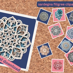 Complexe Sardaigne filigrane Clipart Bundle - 10 fichiers PNG & SVG pour Scrapbooking, autocollants, impression par Sublimation, usage Commercial