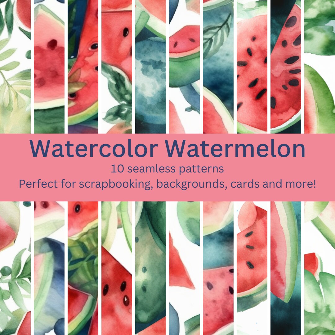 Watermelon Pattern To Color 10 Unique Digital Seamless Watercolor Watermelon Patterns: Designs ...