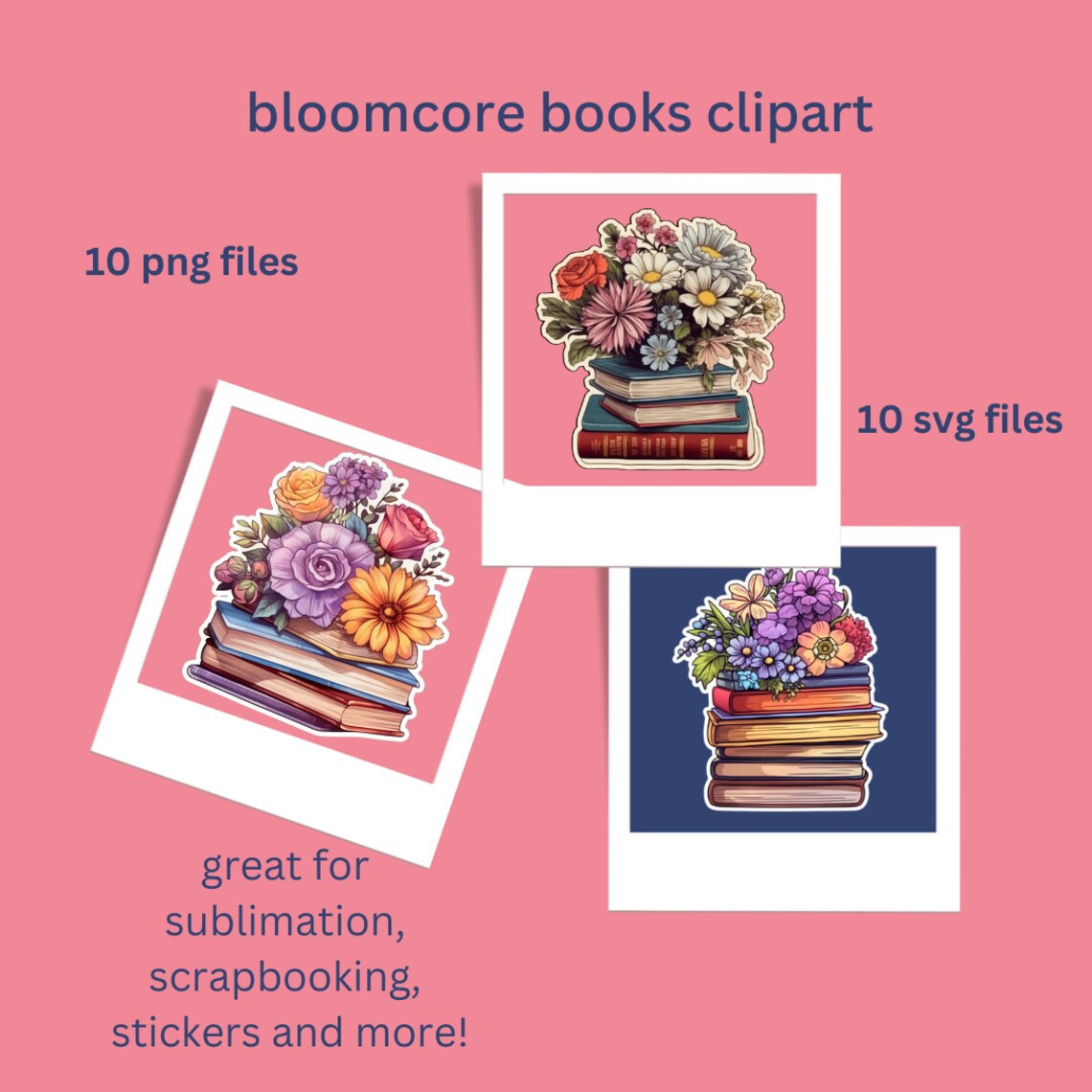 Even More Bloomcore Books Clipart Bundle - 10 PNG & SVG Files for ...