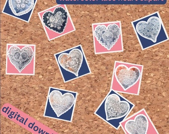 More Watercolor White Lace Heart Clipart Bundle - 10 PNG & SVG Files for Scrapbooking, Stickers, Sublimation Printing