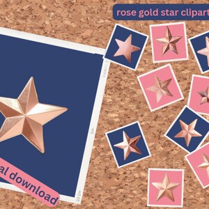 Unique Rose Gold Star Clipart Bundle, PNG & SVG, Perfect for Scrapbooking, Card Making, Web Design and More, Commercial Use