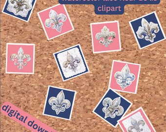 Even More Watercolor White Lace Fleur De Lis Clipart Bundle - 10 PNG & SVG Files for Scrapbooking, Stickers, Sublimation Printing