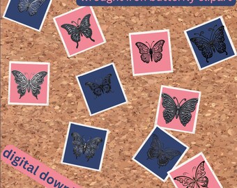 More Wrought Iron Butterfly Clipart Bundle - 10 PNG & SVG Files for Scrapbooking, Stickers, Sublimation Printing