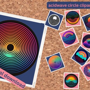 90 年代の Acidwave サークル クリップアート バンドル - スクラップブック、Web デザイン、招待状に最適 - 商用利用可能な SVG および PNG ファイル