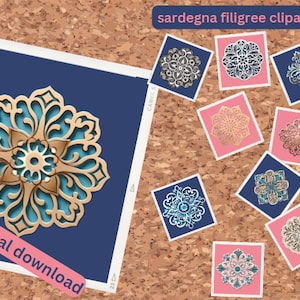 Nog meer ingewikkelde Sardegna filigraan clipart bundel-10 PNG & SVG-bestanden voor scrapbooking, stickers, sublimatie afdrukken, commercieel gebruik
