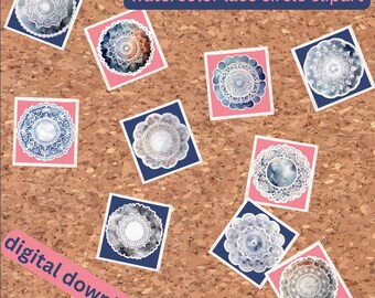 Even More Watercolor White Lace Circle Clipart Bundle - 10 PNG & SVG Files for Scrapbooking, Stickers, Sublimation Printing